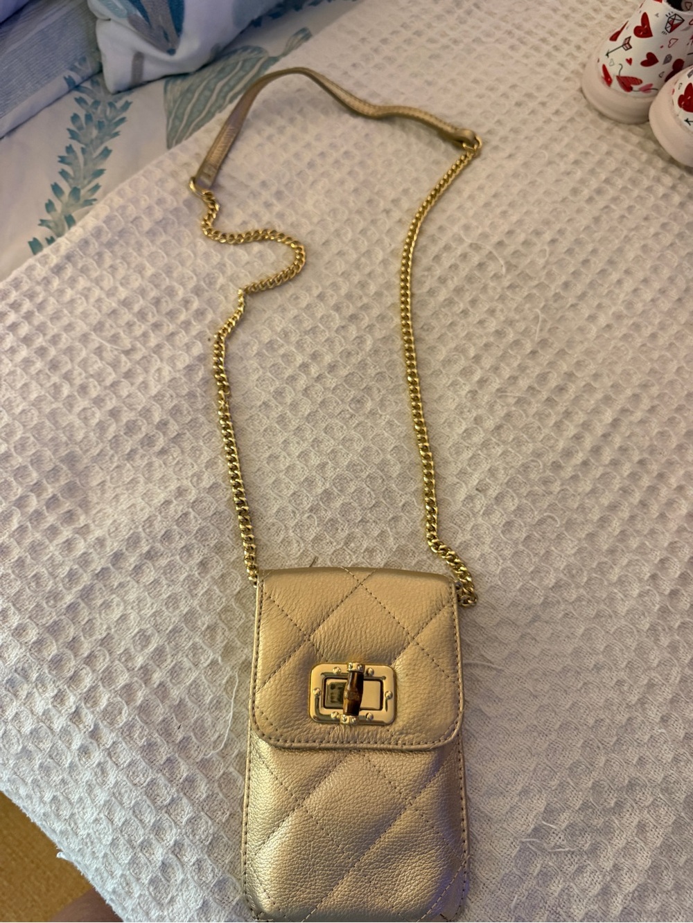 Lilly Pulitzer Metallic Gold Quilted Mini Crossbody never used